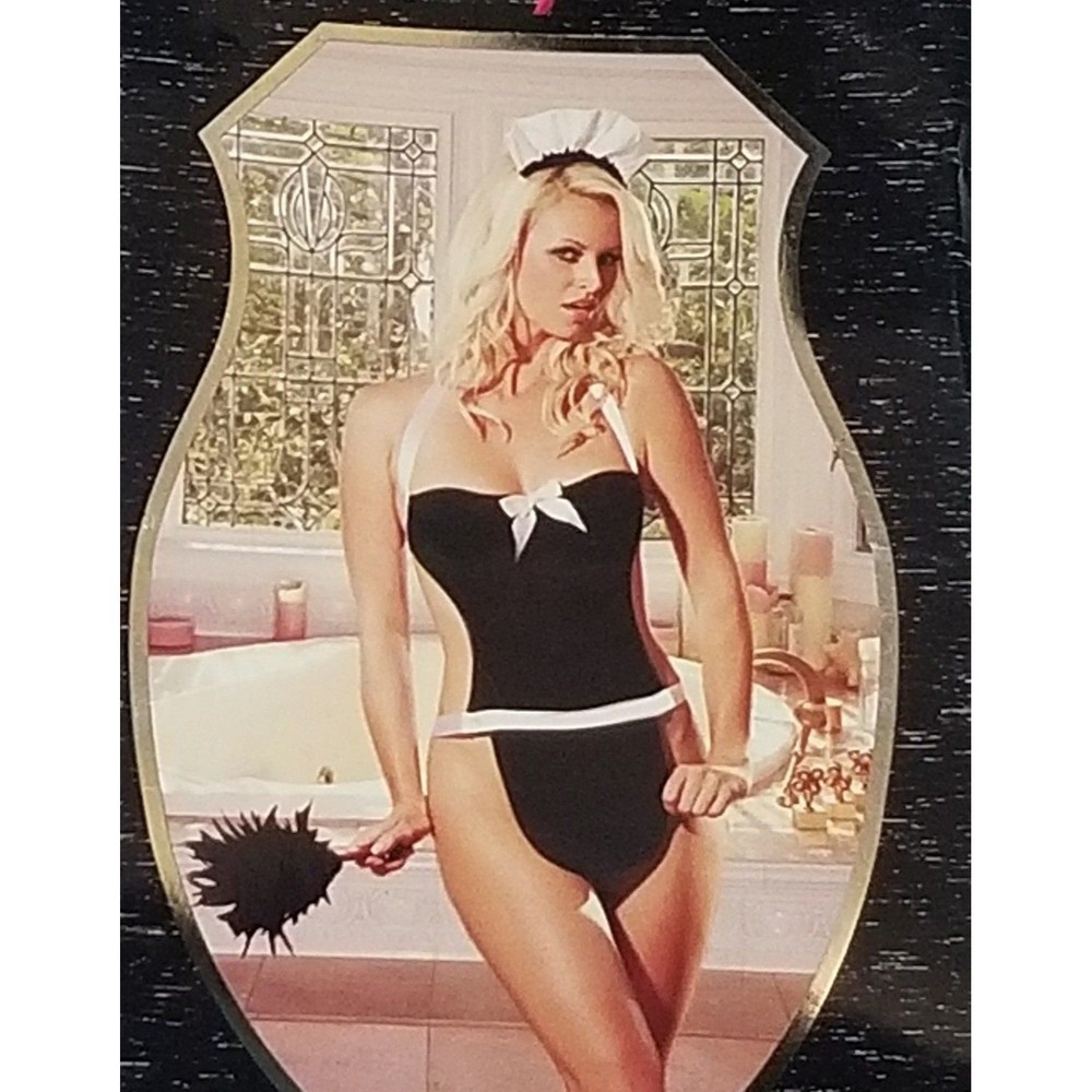 Elegant Moments Maid Costume Lingerie & White Tights New